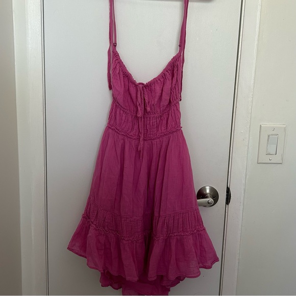 Free People Pink Casual Mini Dress boho-size M - Picture 2 of 7